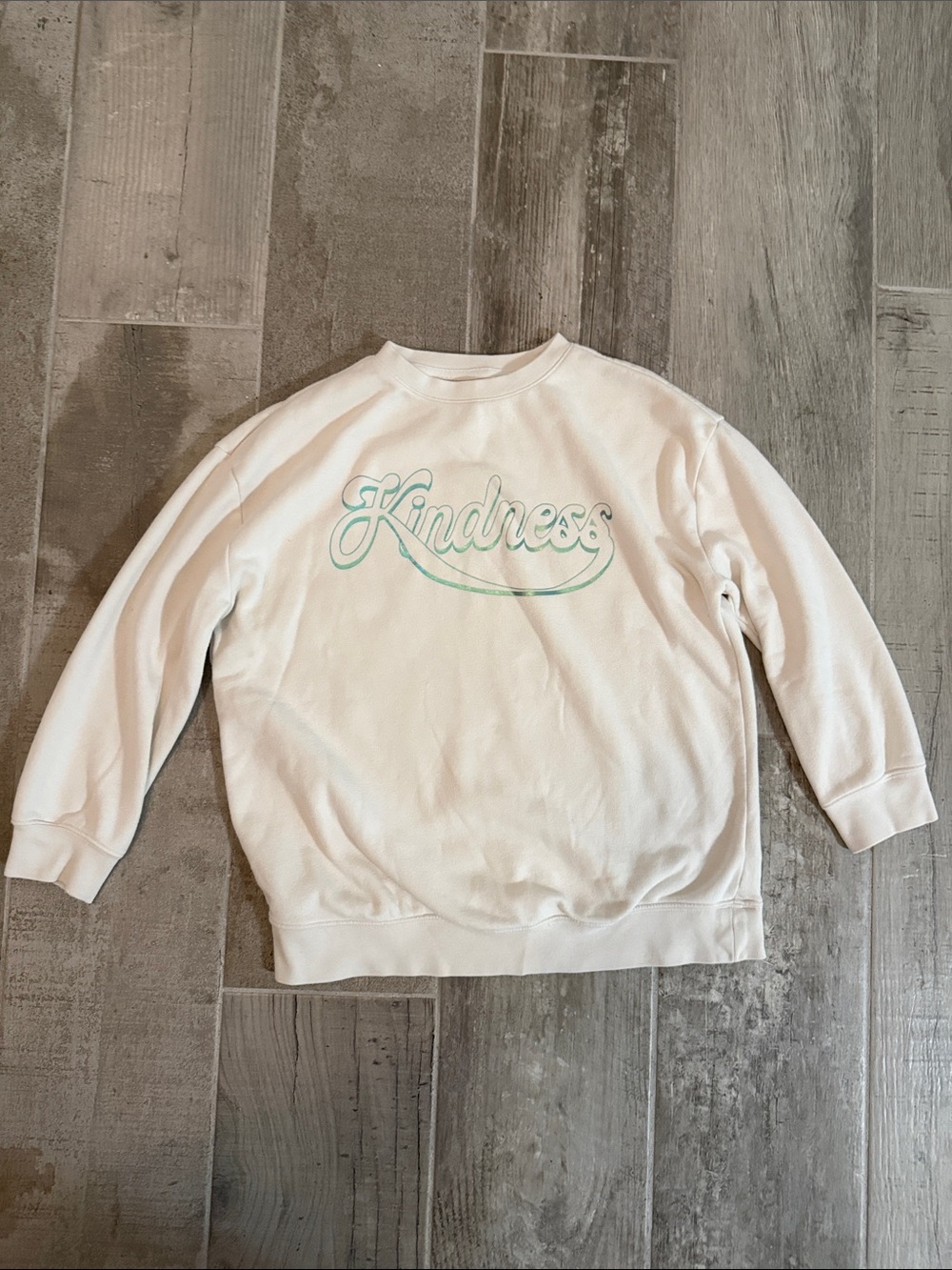 GAP White Crewneck Sweatshirt with Mint 'Kindness' Script